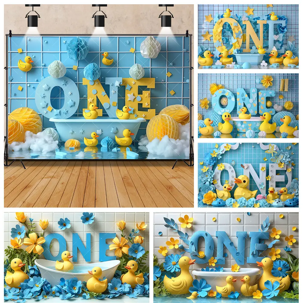 

Baby Christening Bathtub Little Yellow Duck 1st Birthday Party Backdrop Custom Baby Room Kid Decor Photography Studio Background