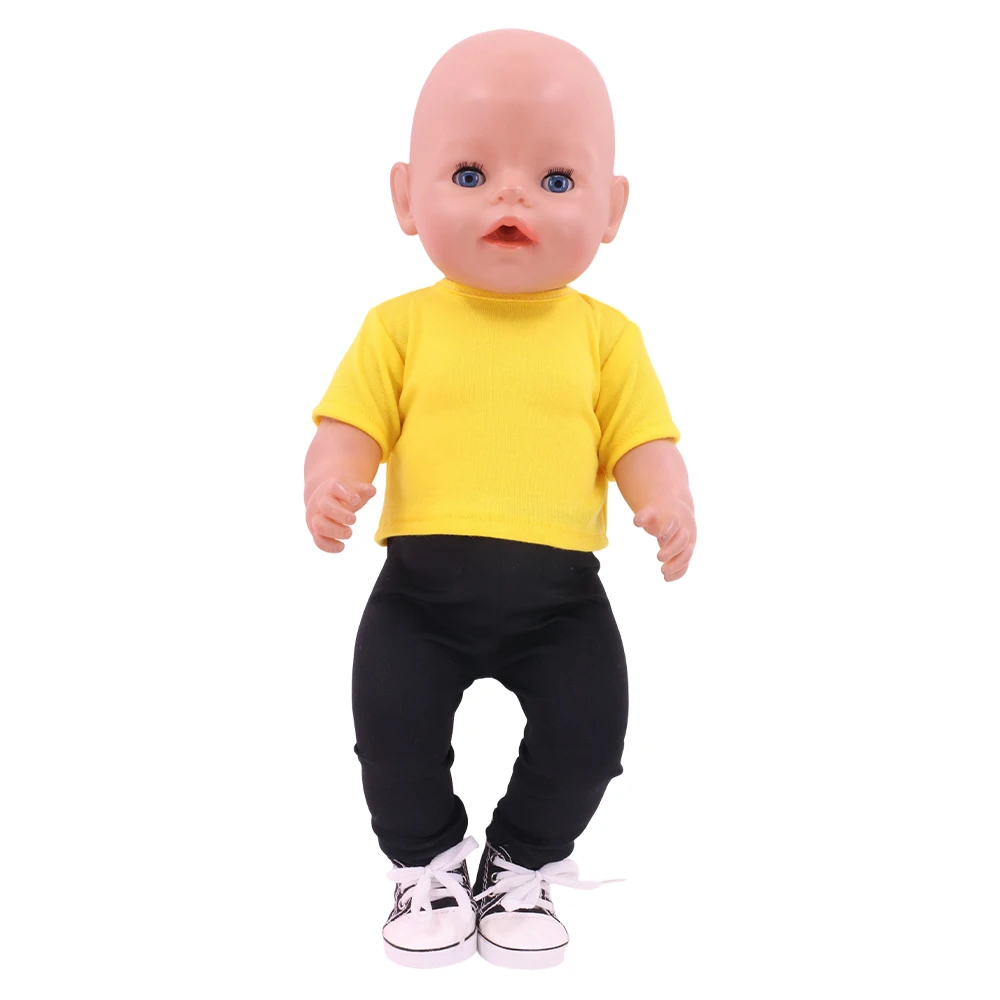 เสื้อผ้าตุ๊กตาเสื้อยืดฤดูร้อนผ้าฝ้ายแท้แขนสั้นทำด้วยมือสีทึบเสื้อผ้าสำหรับ 16-18 นิ้ว, 43 ซม.ตุ๊กตาเด็ก DIY ของเล่นของขวัญ