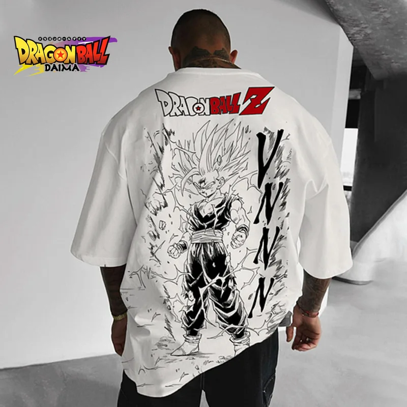 Magliette da uomo estive Dragon Ball Majin Stampa grafica Manica corta Tee Cotone Casual Oversize Streetwear Y2k Top Anime Cosplay