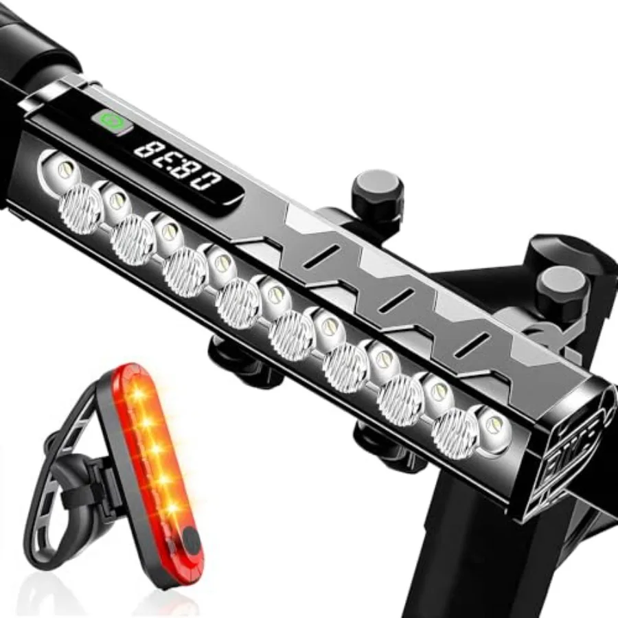 

17 LED Bike Lights 5000 Lumen, Super Bright Bicycle Light for Night Riding, USB Rechargeable Bike Headlight and Taillight, Wate