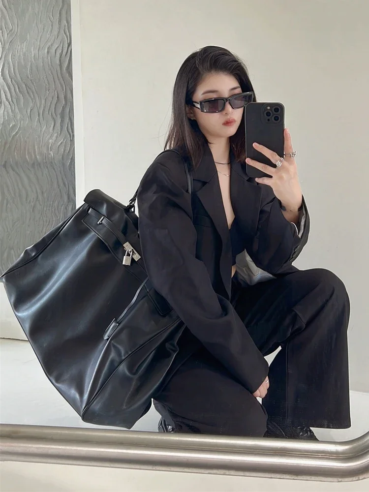 

Neutral Large Soft Leather Travel 2025 New Sle Single Shoulder Crossbody Commuting Tote Bag for Men And Women WT671