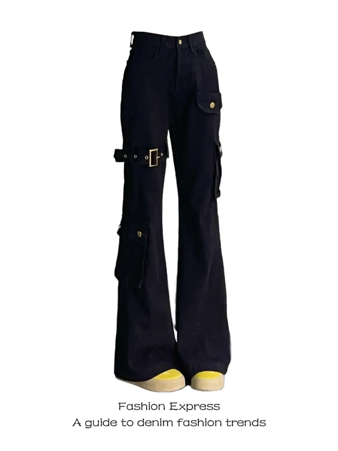 

Slim Straight American Workwear Jeans Men's Bla Denim Pants Belt Splicing Design Spring Autumn Faion Casual Trousers