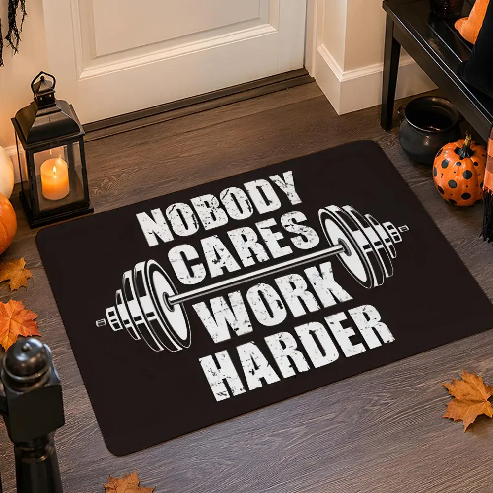 Bodybuilding G-GYM Floor Mat Flannel Rug Non Slip Absorbent Soft Washable For Entryway Hallway Bathroom Kitchen Decor