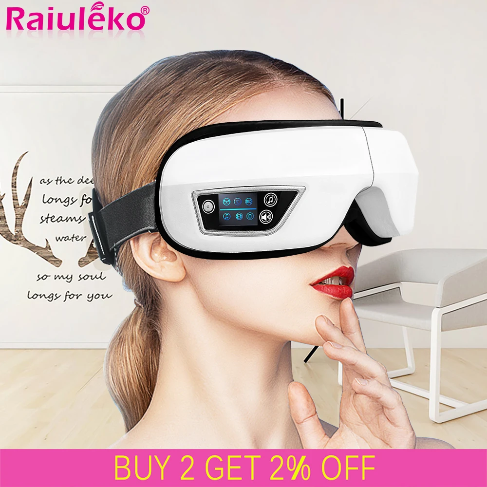 

4D Airbag Vibration Eye Massager Eye Mask Eye Care Instrumen Heating Bluetooth Music Eye Massage Glasses Fatigue Pouch & Wrinkle