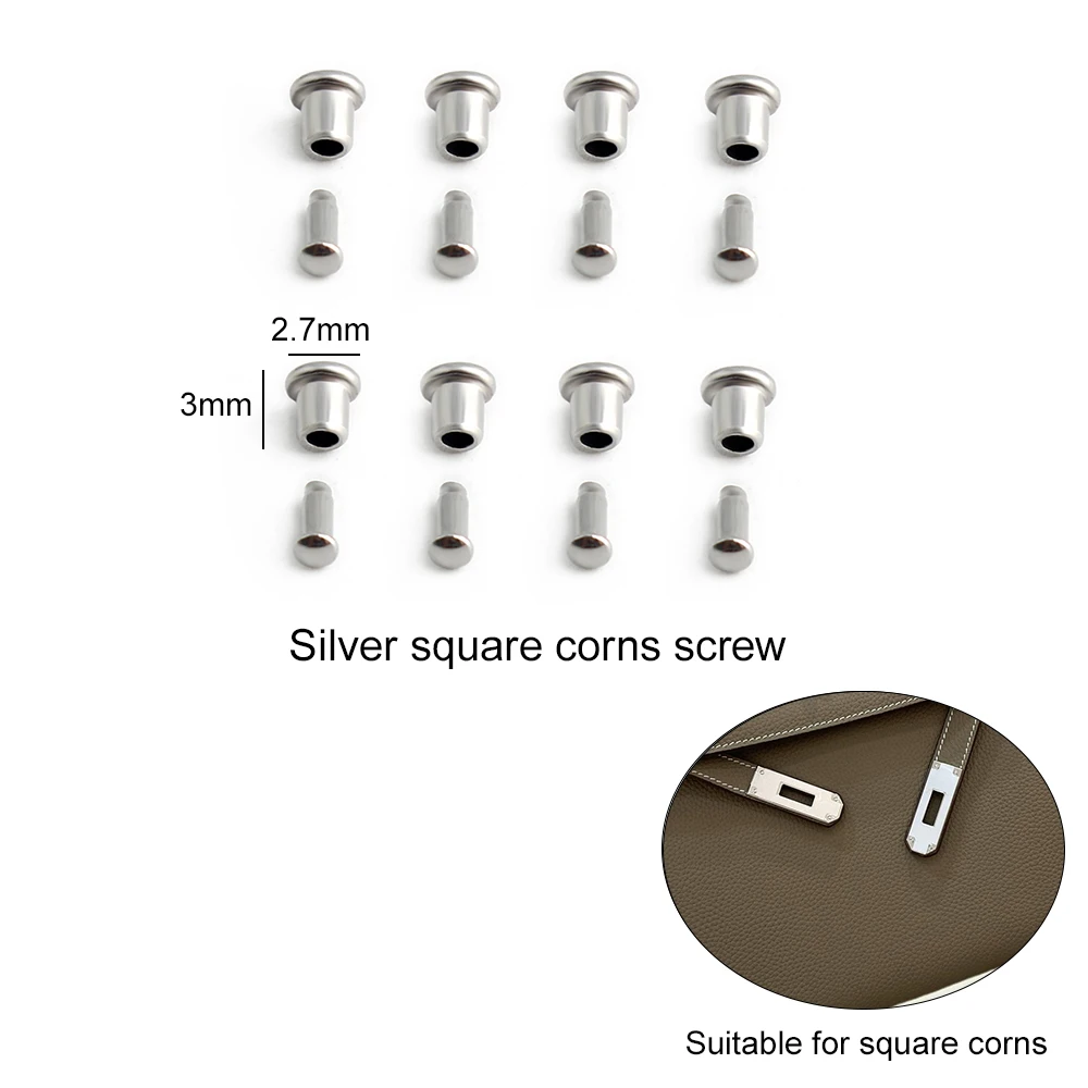 

4/20Sets Silver/Gold Square/Rectangle Metal Eyelets Hanger Lock Screws For Fitting Handbag Shoulder Bags Repair Kit Accessories