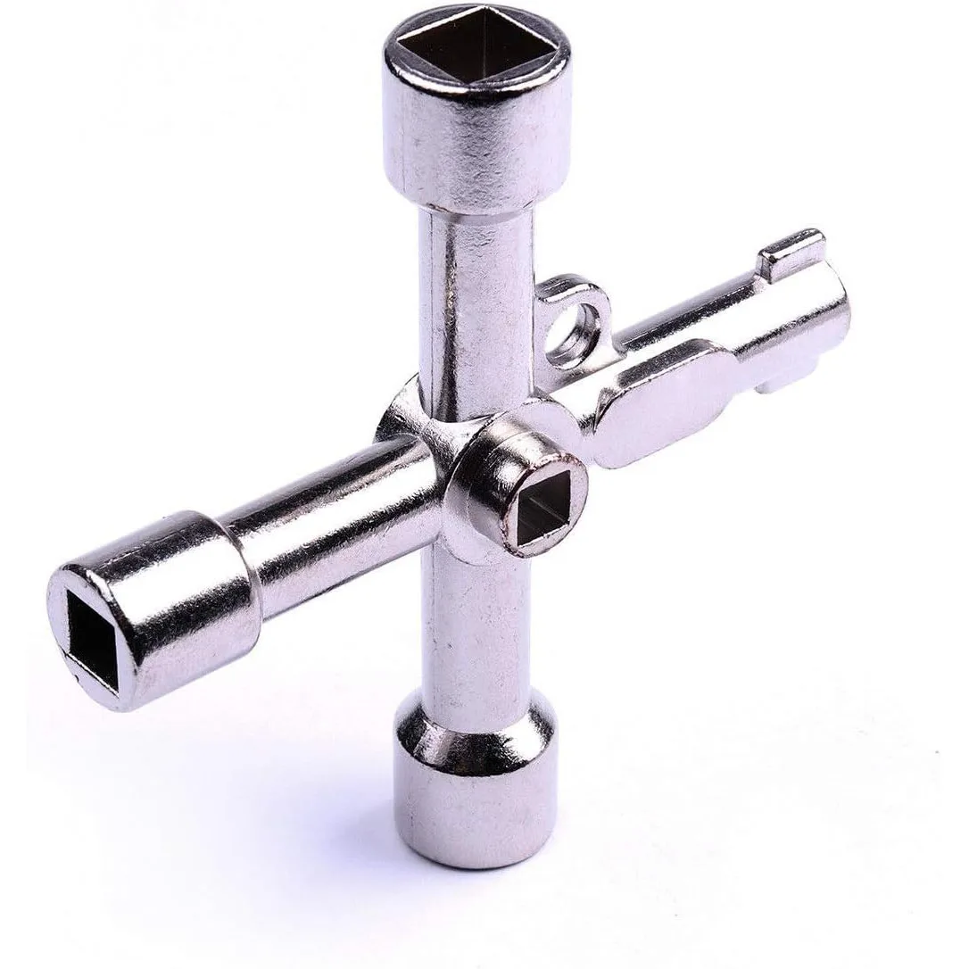 4 in 1 Utility Key Triangle Square Panel Cross Opener Tool for Electrical Cabinet Gas Meter Valve Spigots Plumbing