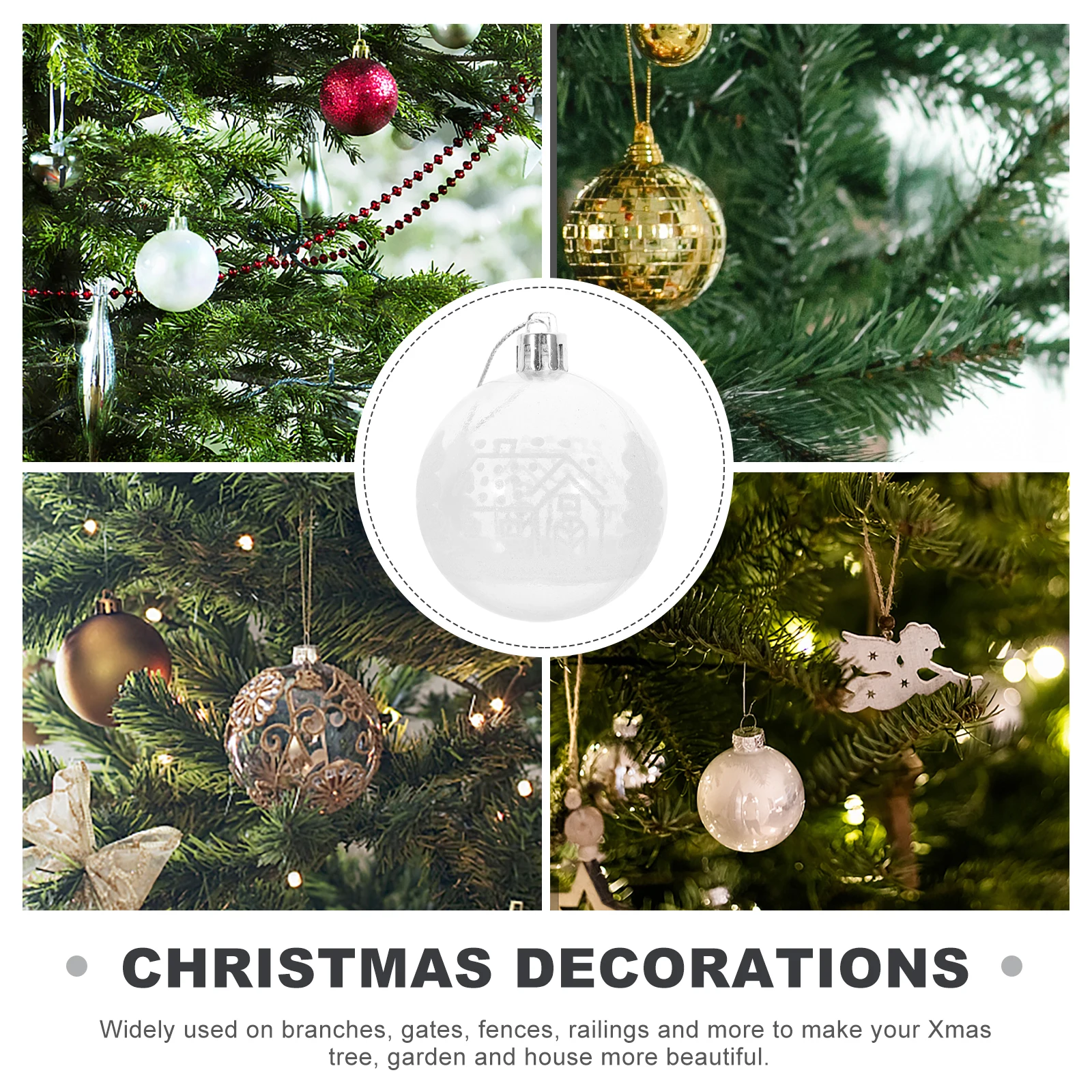 

6 Pcs Christmas Ball Decorations for Fence Decorative Balls Holiday Party Hanging Ornaments Outdoor Tree Acrylic Indoor