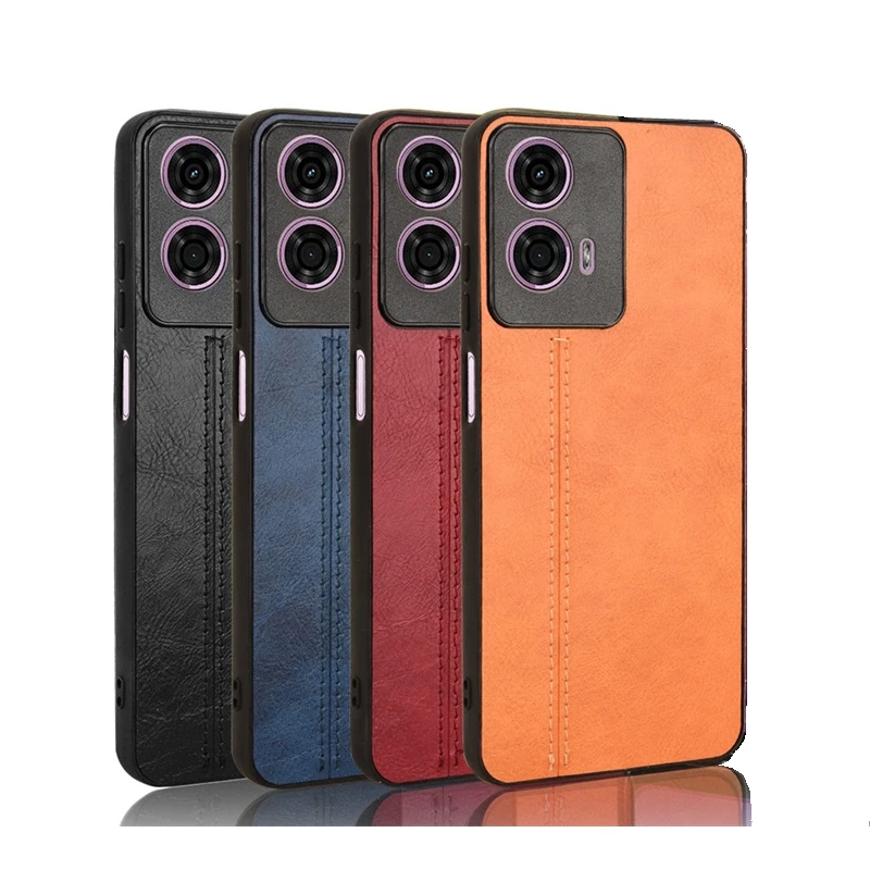 Stitching Fabric Leather Texture Case for Motorola Moto E14 G85 G04 G04S G14 G24 Power G34 G54 G84 Cover Coque Fundas Capa