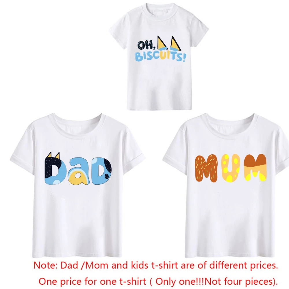 Camiseta con estampado de dibujos animados para mamá, papá y bebé, ropa a juego para la familia, padre e hijo, ropa para niños, camiseta de manga corta para papá