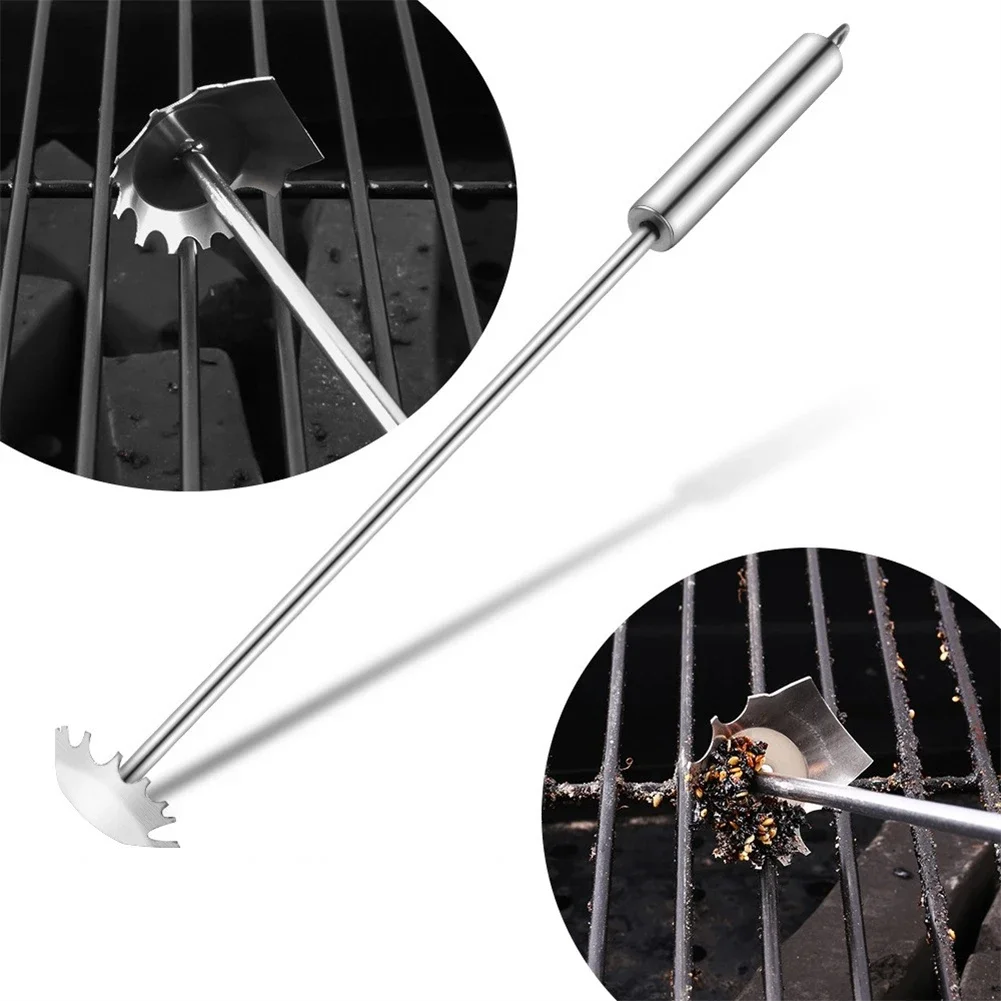 1pcs BBQ Grill Scraper Stainless Steel Long Handle Barbecue Grill Grate Cleaner Tools 37.5x4.5cm / 14.7x1.7inch BBQ Clean Tools