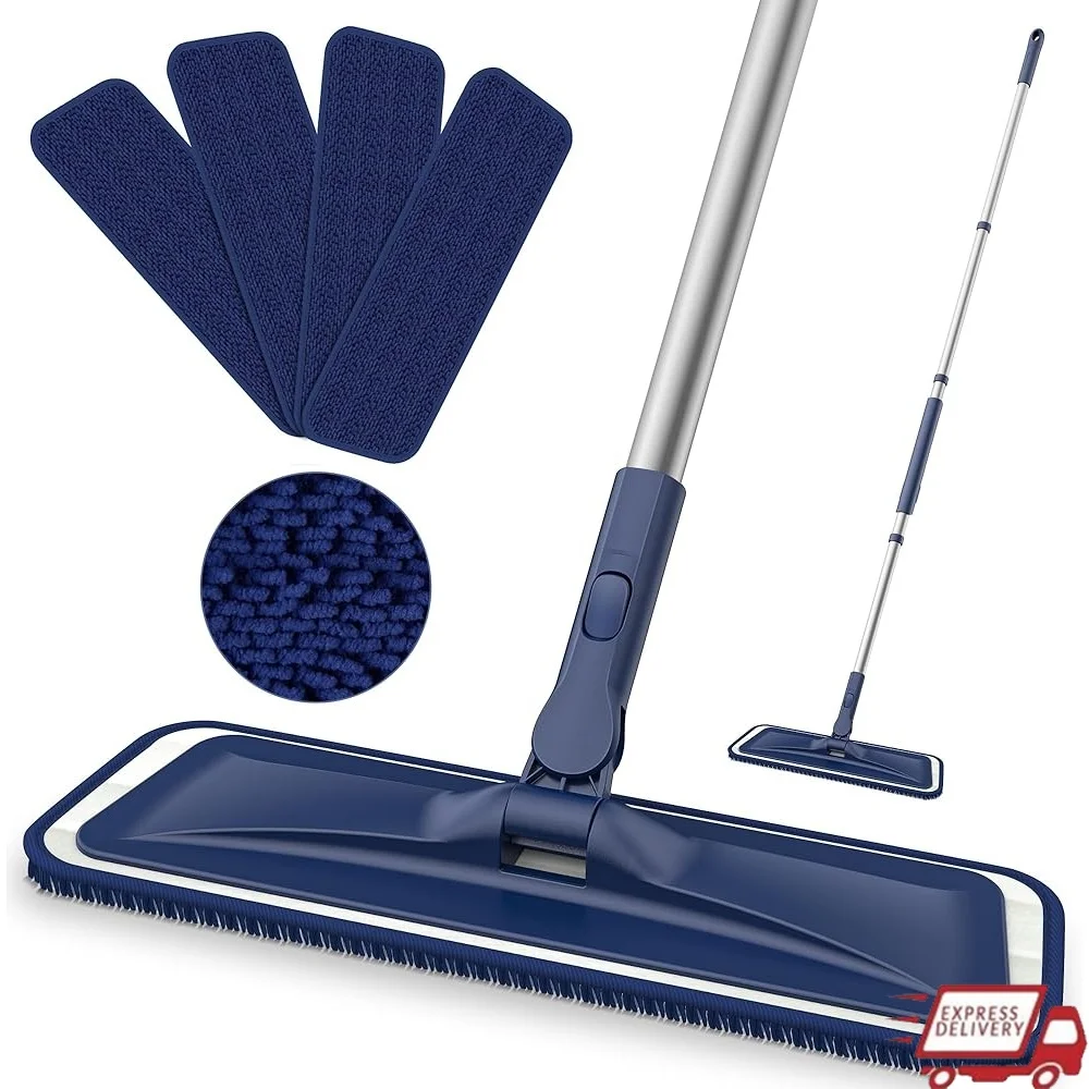 

Регулируемая швабра из микрофибры 360° ° Вращающийся инструмент для влажной и сухой уборки пола, твердая древесина, ламинат, плитка, винил, твердая поверхность для ванной комнаты