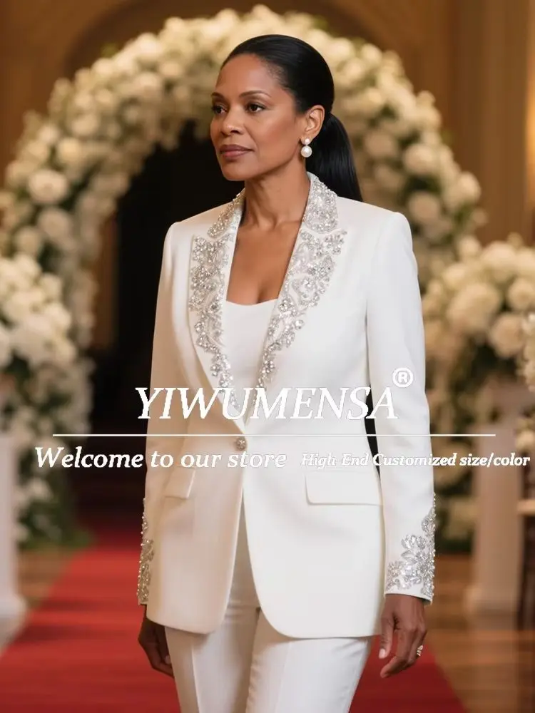 

Сверкающие кристаллы, расшитые бисером костюмы, женские комплекты из 2 предметов для свадебных гостей, пиджаки, однобортные женские деловые смокинги по индивидуальному заказу