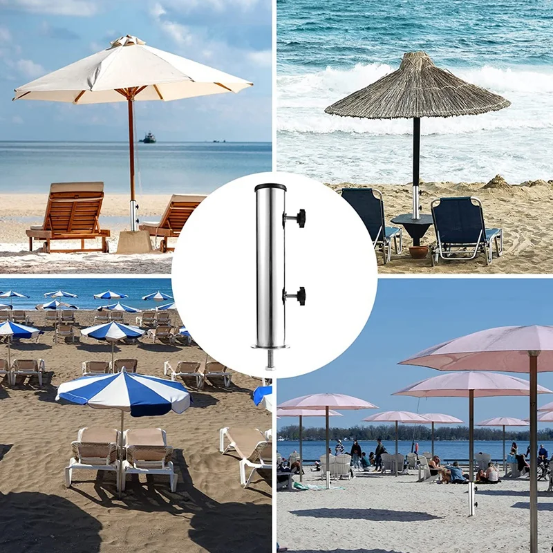 Umbrella Pole Mount Stand Tube Set Outdoor Parasol Base Holder Insert Pipe Sleeve, For Outside Garden Backyard Balcony