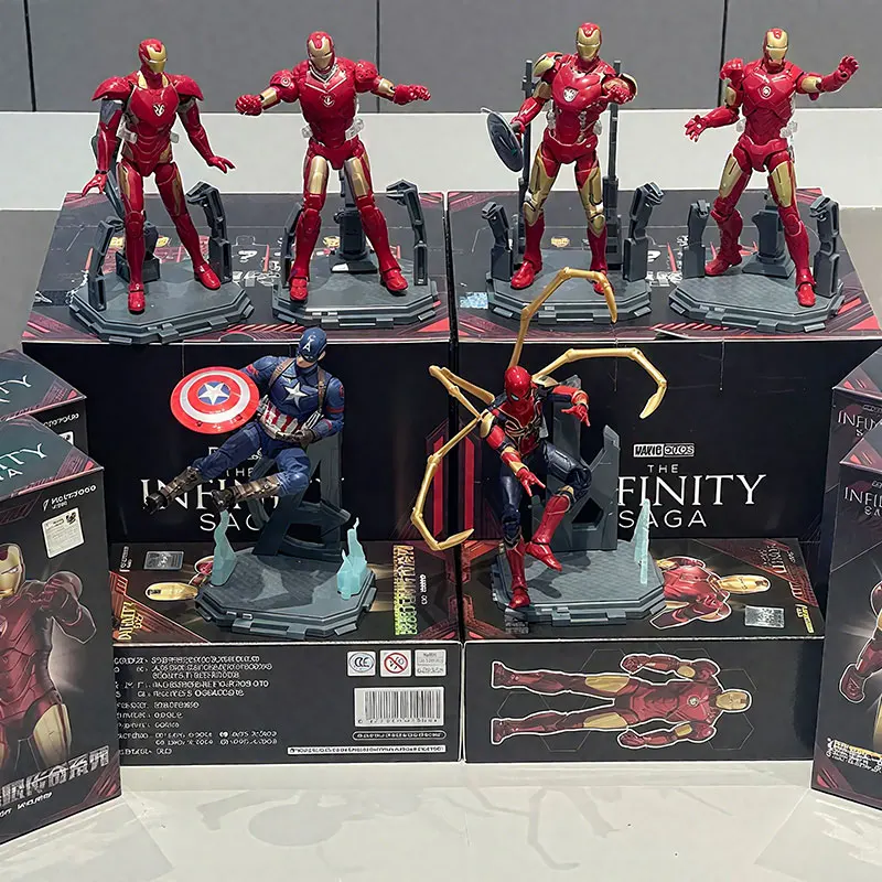 Marvel vingadores caixas cegas brinquedos spiderman anime figuras de ação homem de ferro mk85 mk50 caixas misteriosas estatueta crianças presente natal