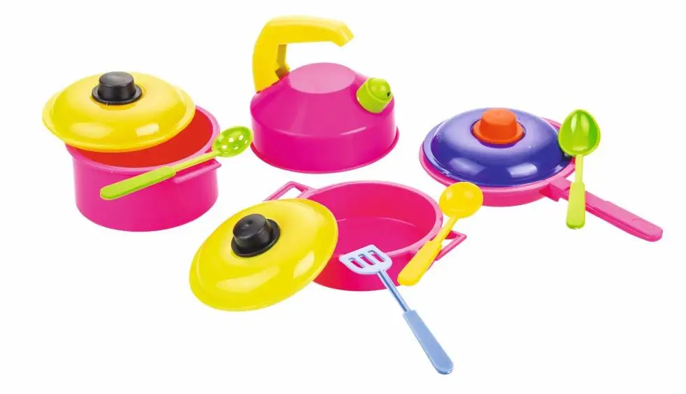 Vacuum colored 11 piece toy cookware set