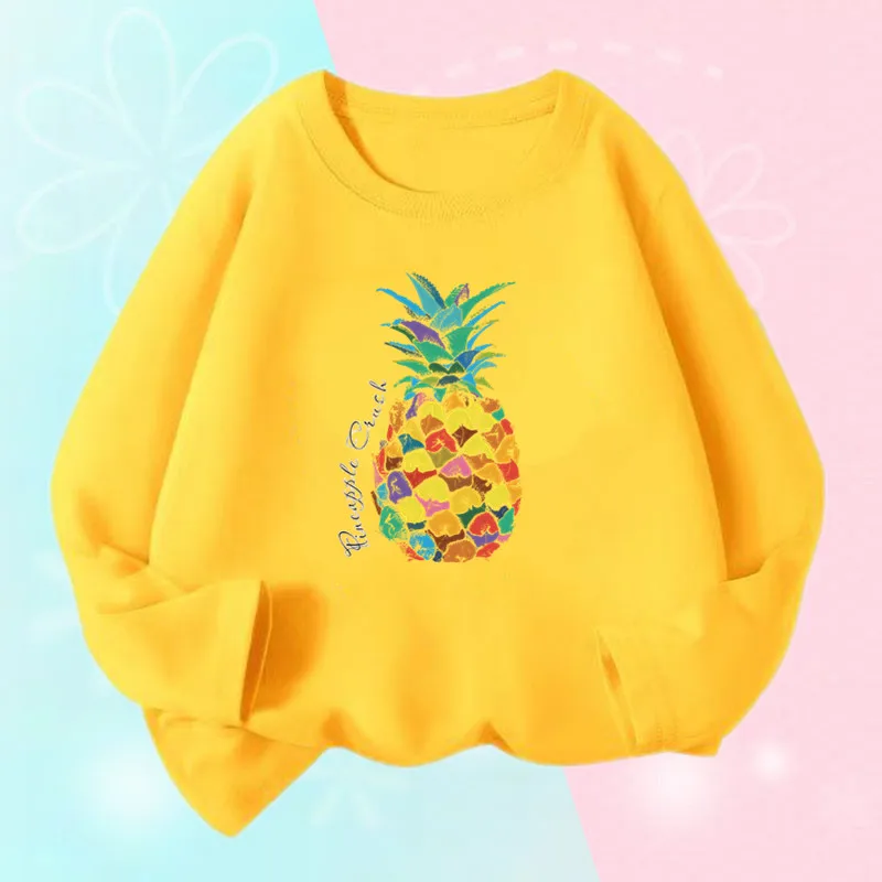 Girls Spring Tees Sweet Cartoon Pineapple Clothes Beach Fruit Autumn Tops Clothing Lovely T Shirt