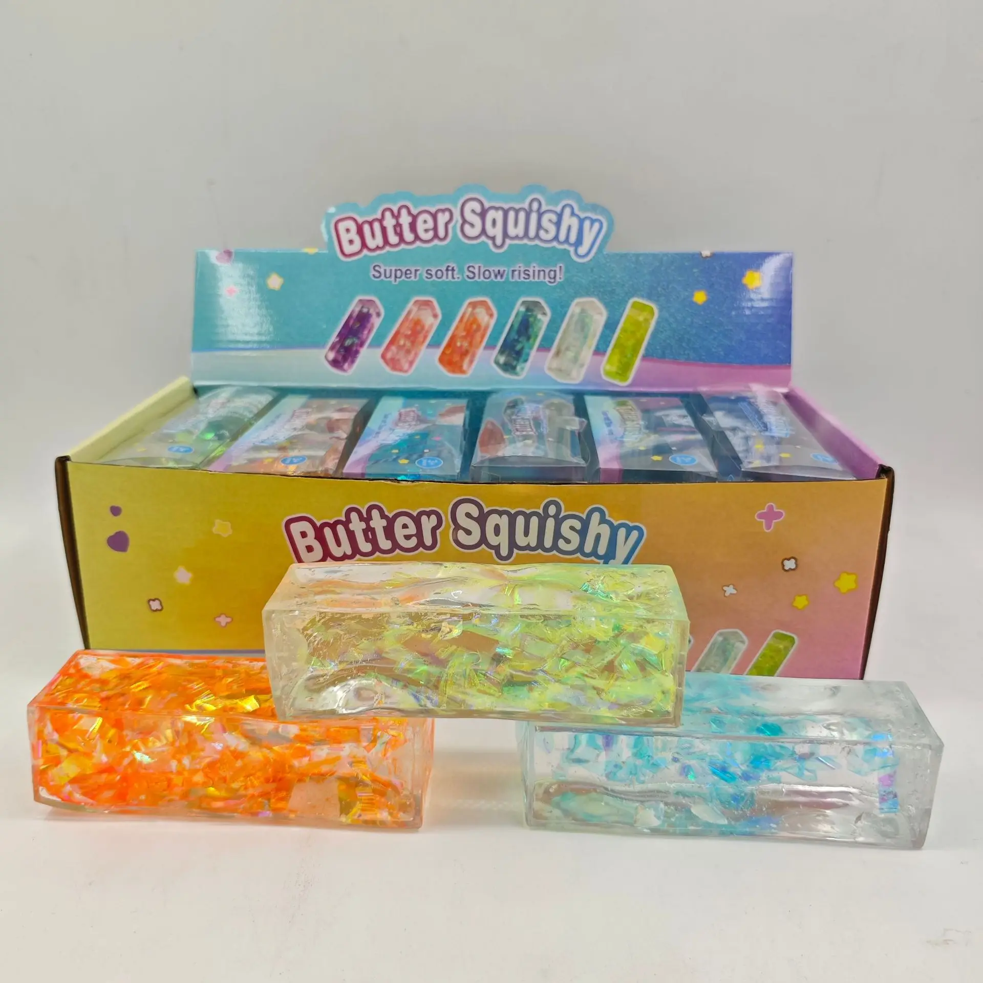 12PCS Vaseline Texture Colorful Ribbon Butter Stick Squishy Toy, Ultra Soft Slow Rebound Stress Relief Squeeze Fidget Toy
