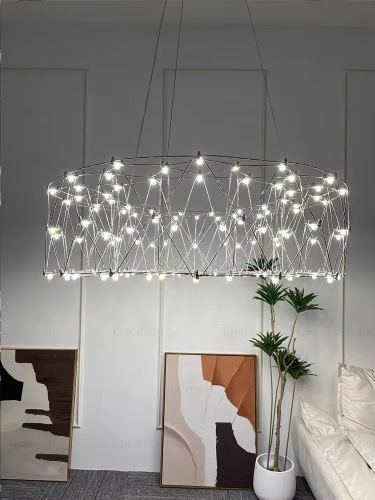 

Light Cube Chandelier Villa Restaurant Living Room Light Dot Starlight Creative Personality Modern Simple Firefly Chandelier