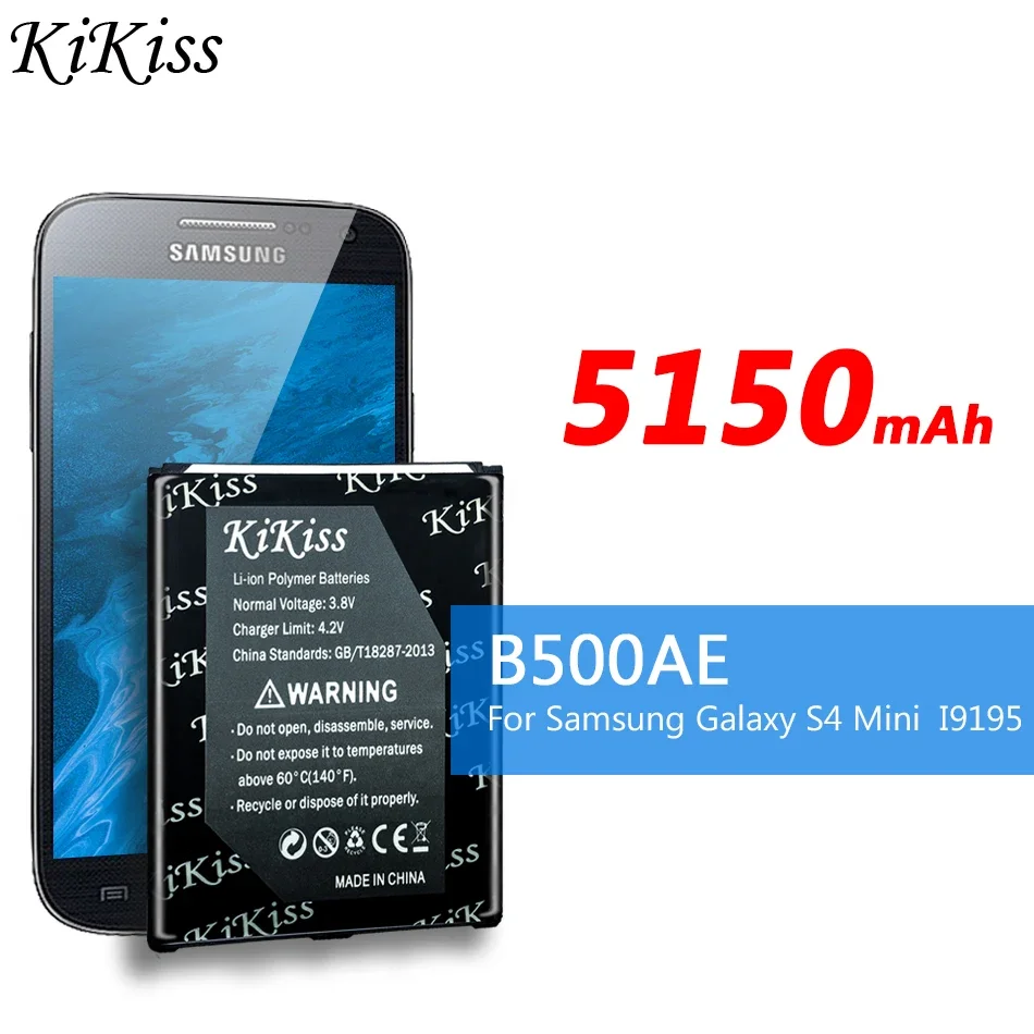 KiKiss B500BE Battery For Samsung GALAXY S4 Mini GT- I9190 I9192 I9195 I9198 S4Mini 3pins B500AE Replacement Phone