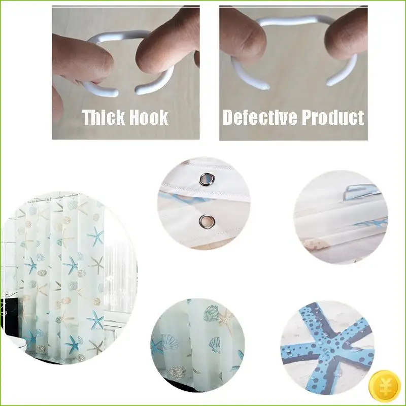 Modern Shower Curtain Starfish Partition Fresh Seaside Style Waterproof Peva Curtain For Bathroom Shower Room