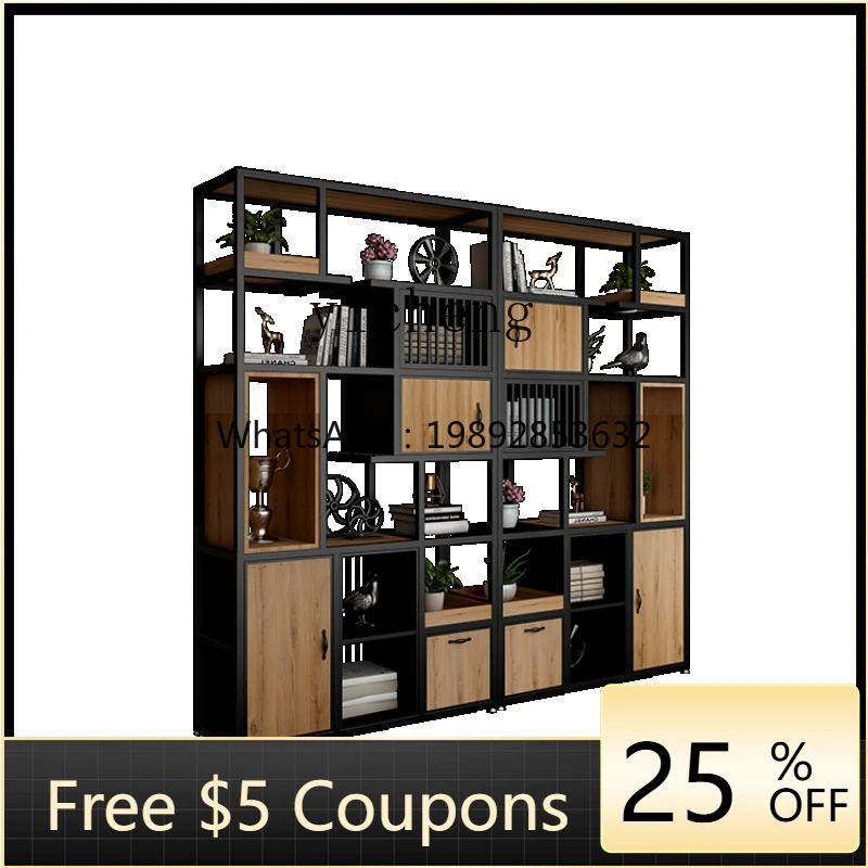 

Zf Iron Shelf Floor Solid Wood Simple Modern Storage Office Partition Bookcase