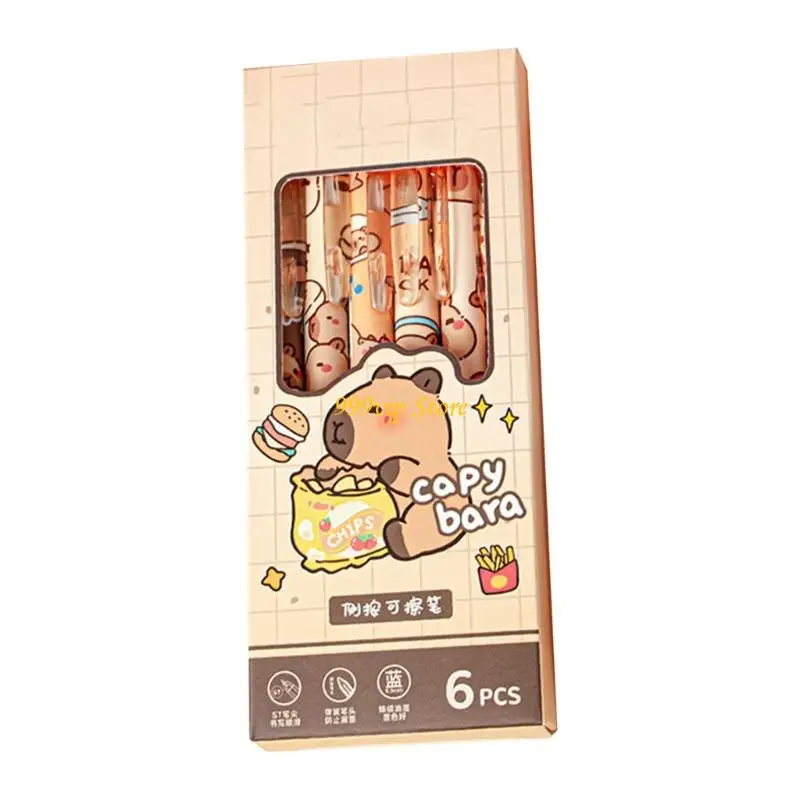 

C90C 6 шт. стираемая гелевая ручка с чернилами, выдвижная гелевая ручка, ручка 0,5 мм, точечный пресс, чтобы открыть и закрыть с