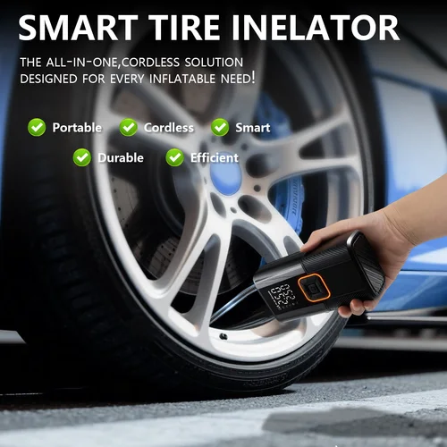 Imagen 2 del producto Bomba de aire inalámbrica de 19 cilindros: inflador portátil de alta presión de 150 PSI con luz LED para neumáticos de coche/SUV |   Inflado rápido de 12 V CC