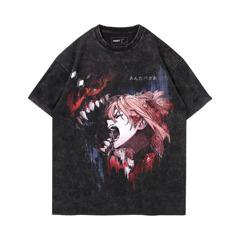 2026 summer Evan Asuka Langley Soryu Unit-02 Washed T-shirt Anime Harajuku Streetwear Oversized Tee Y2K Tops view 2