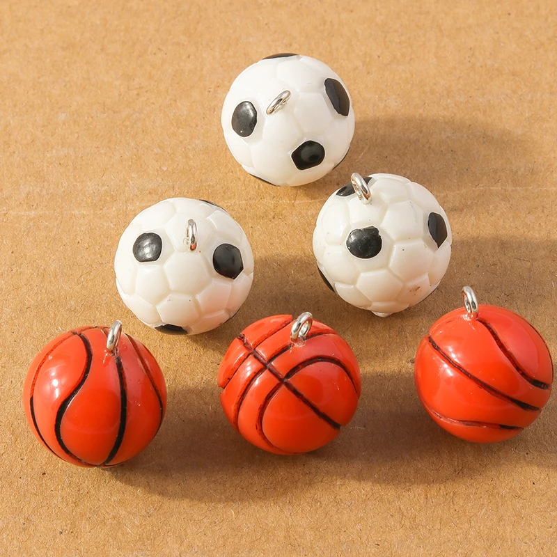 10pcs Resin Mini 3D Football Charms Sports Ball Pendants DIY Earrings Necklace Bracelet Jewelry Making Accessories Supplies