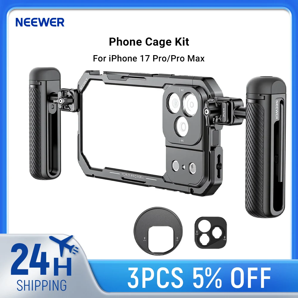 

Комплект креплений NEEWER для iPhone 17 Pro/Pro Max, стабилизатор для видеосъемки с кольцом для фильтров 67 мм, задняя пластина для объектива 17 мм