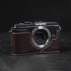 PEN EP3 Case Leather Camera Strap Quick Release Handmade Genuine Leather Camera Half Case Cover Bag For Olympus PEN E-P3 Case