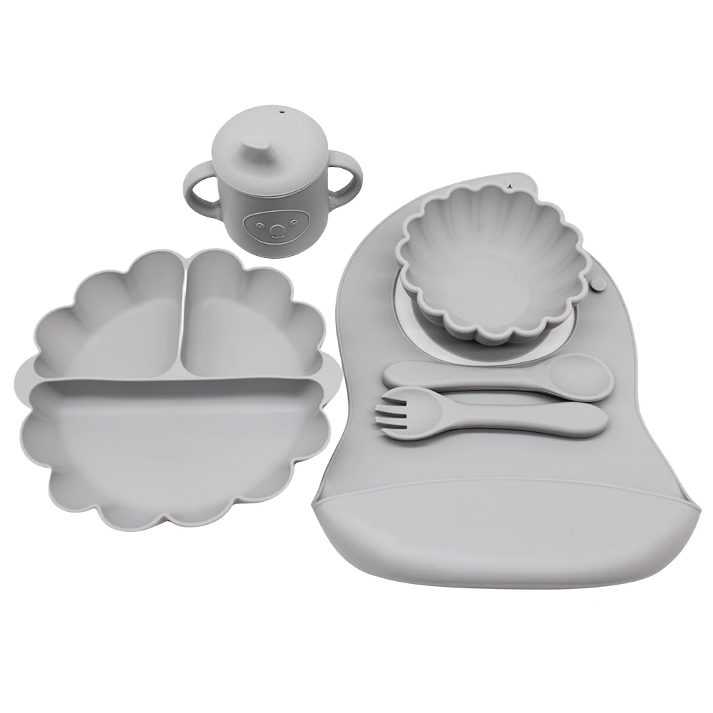 Children's Dinner Plate Pumpkin Divided Plate with Meal Bib Learning Cup with Suction Cup Autonomous Feeding and Eating Training