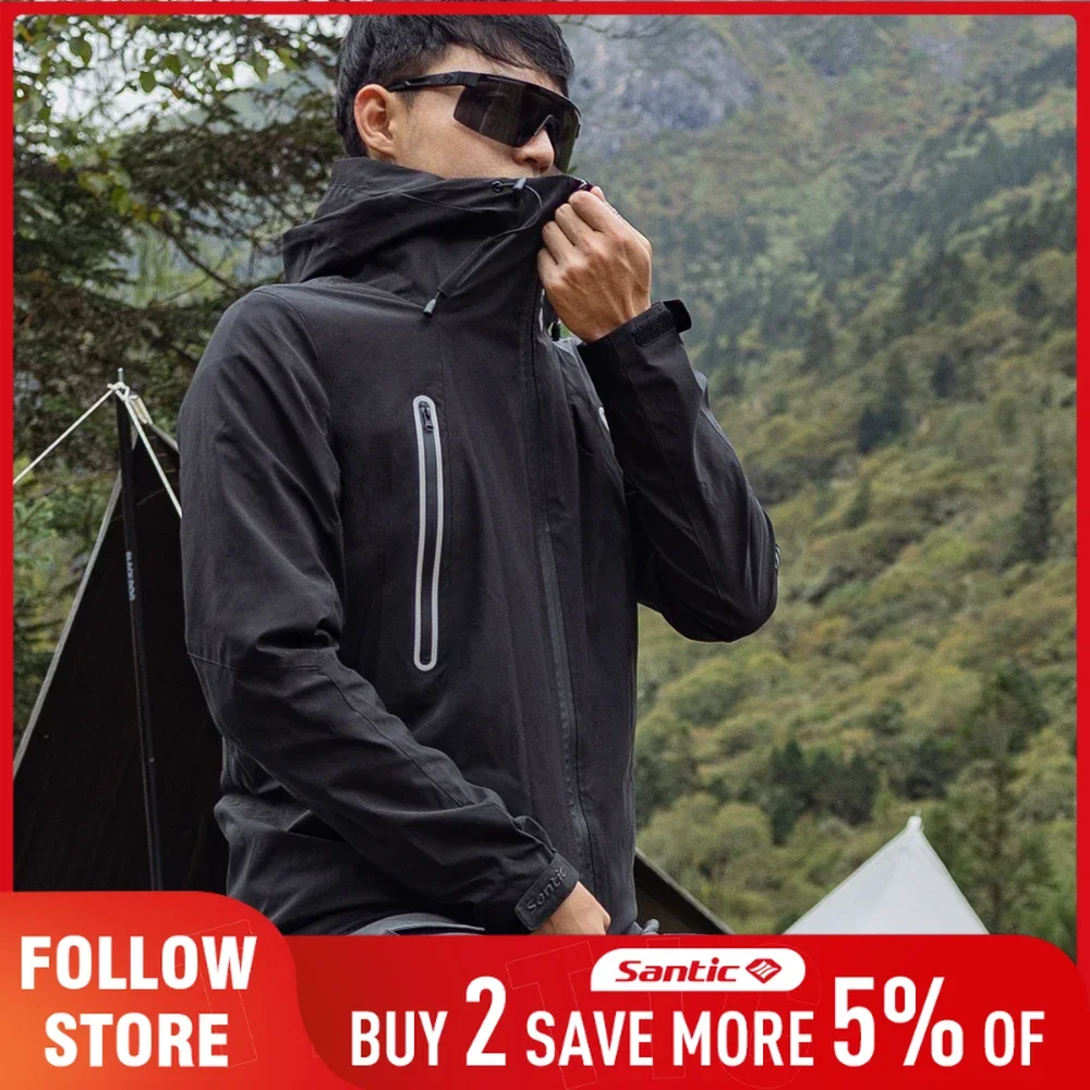 

Santic Mens Waterproof Winter Jacket Multi-pockets Windproof Full Zipper Bicycle Clothing Outdoor MTB Road Riding Cycling Jacket