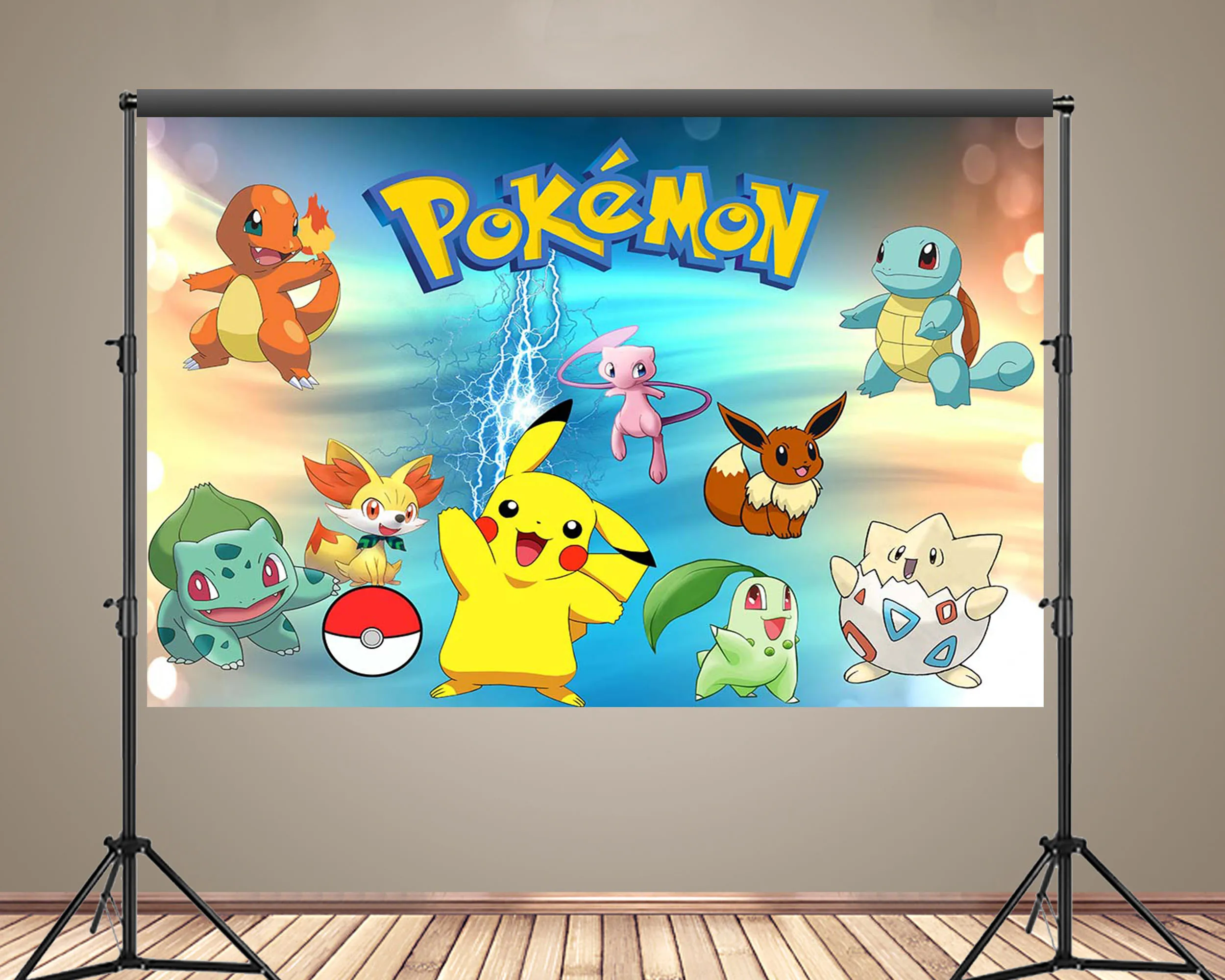 

Pokemon Backdrop Custom Kids Birthday Party Decoration Pikachu Baby Shower Photography Background Cover Photo Banner Props