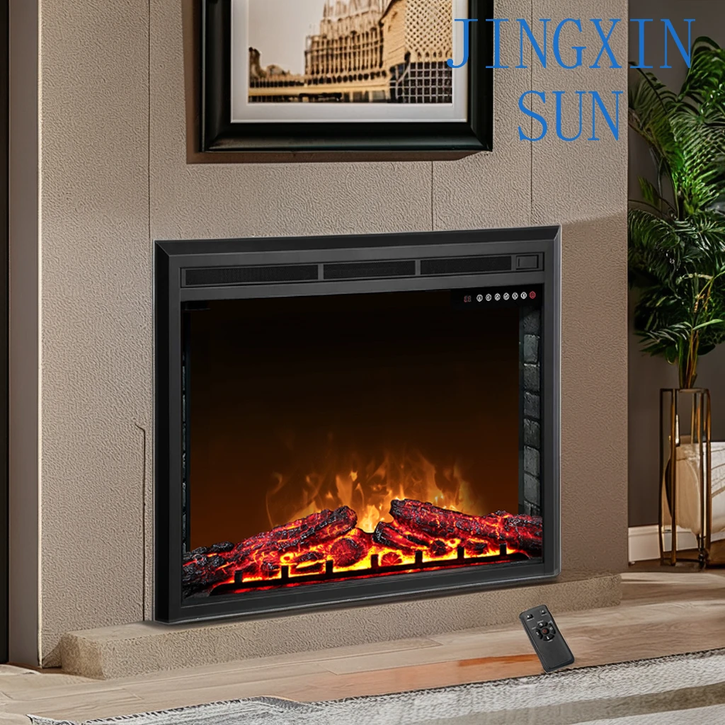 Energy Saving Indoor Electric Fireplace Insert Iron Sheet Back Air Inlet With Lifelike Flame For Home Or Hotel Use