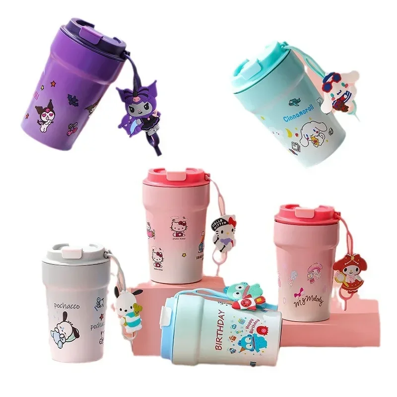 Hello Kitty My Melody Anime Kawaii MINISO Water Milk Coffee Cup Cute Cinnamoroll Thermos Bottle Cup Lovely Gifts for Kids