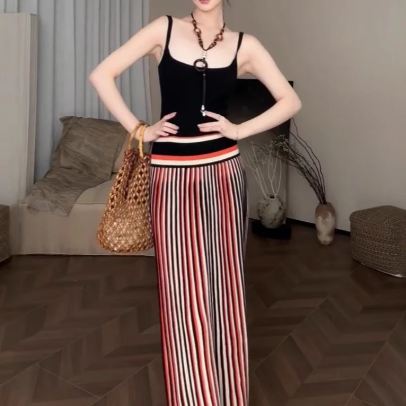 

Ленивый праздничный стиль, новое летнее полосатое длинное платье на бретельках, женское модное простое эластичное трикотажное зеленое платье без рукавов, летнее
