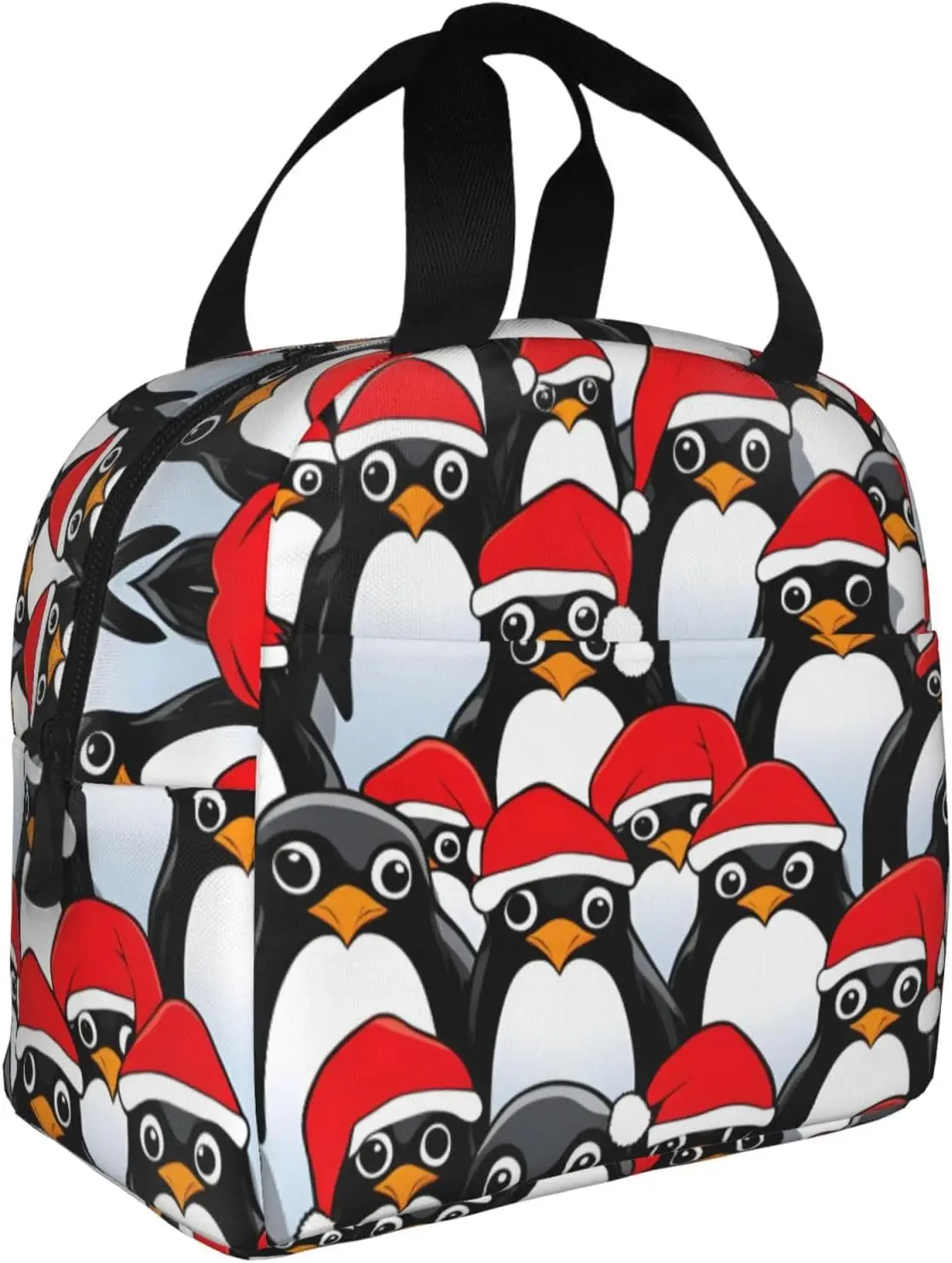 حقيبة غداء معزولة مطبوعة على شكل بطاريق عيد الميلاد، صندوق غداء قابل لإعادة الاستخدام مع جيب أمامي للعمل والنزهات والمكتب والسفر على الشاطئ #2
