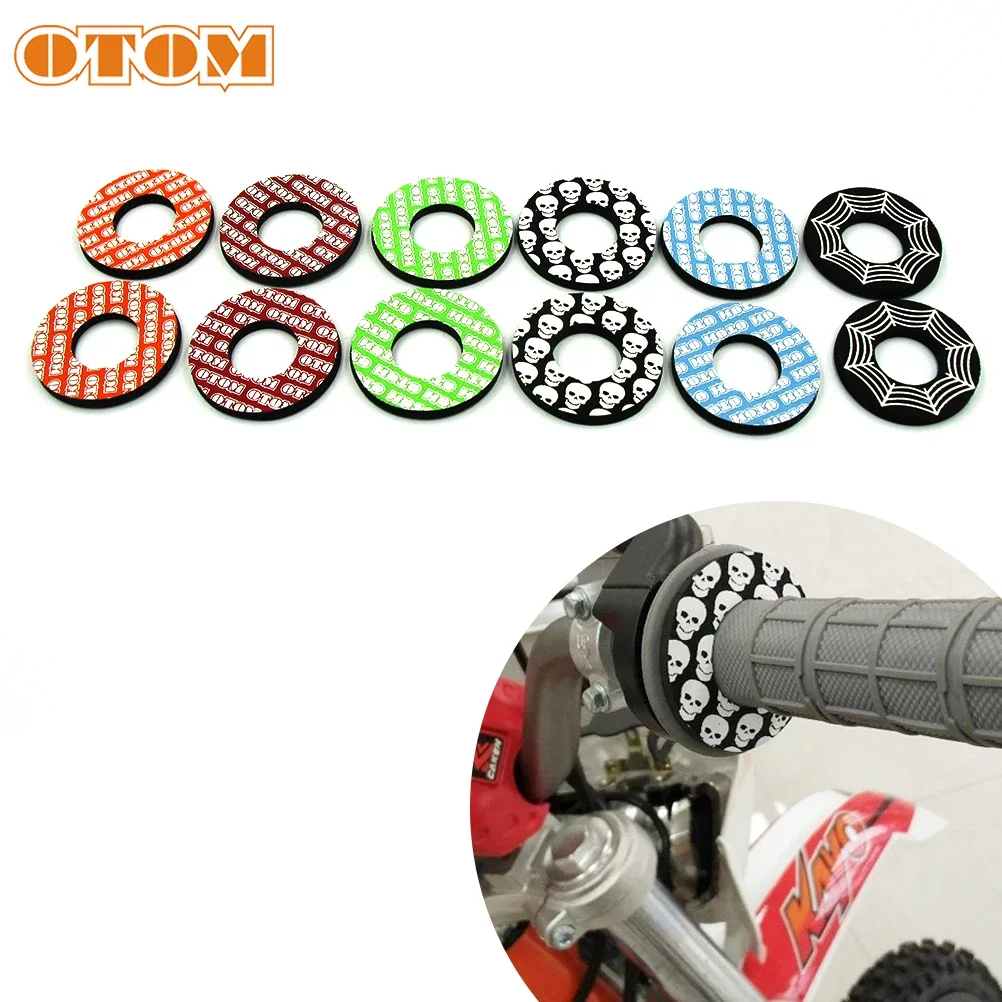 OTOM Motocross Grip Donuts T1 Foam Pad Cloth Silk Screen Printing Skull Cobwebs Pattern Off-Road Motorcycle Universal Accessory