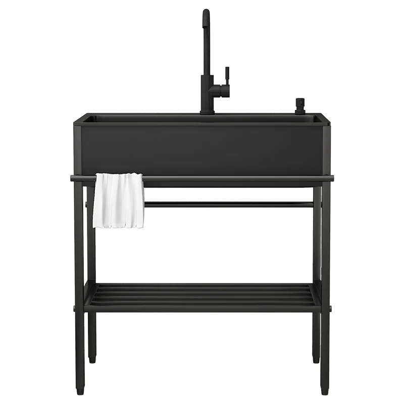 

L7 Balcony Laundry Pool Household Stainless Steel Floor Bracket Basin Quartz Stone Washbasin Pool Cabinet Integrated Laundry