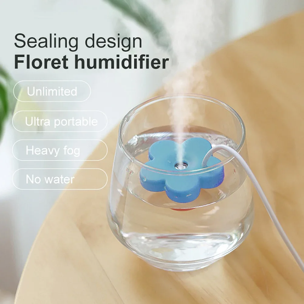 Portable Air Humidifier Petal Shaped Mini Aromatherapy Humidifiers Diffusers DC 5V 1A  Diffuser Timed Mute   Bedroom