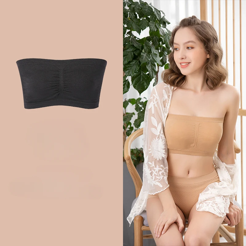 Large Size Circumference Tube Top Women's Removable Chest Pad Without Shoulder Strap Chest Wrap Women's Invisible Underwear view 3