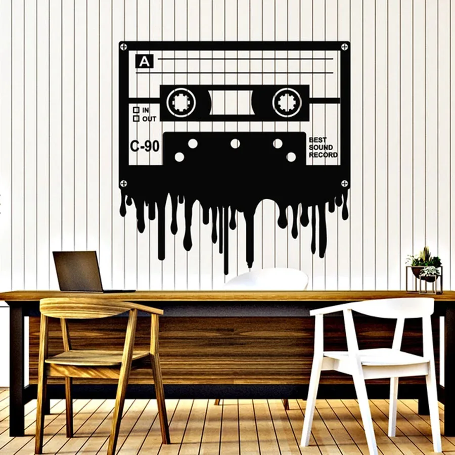 Cassette Music Wall Stickers Best Sound Record Retro Style Wall Decals Bedroom Musical Studio Classroom Decoration Poster