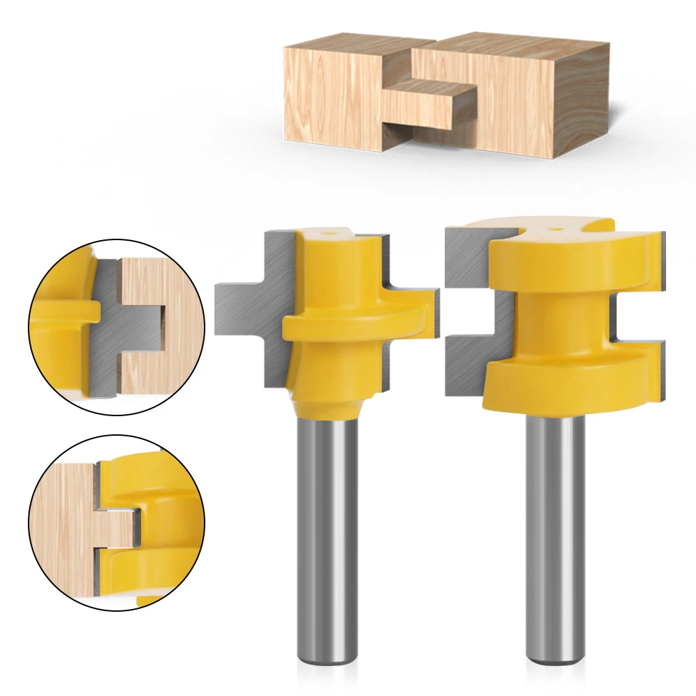 

2PC/Set 8MM Shank Milling Cutter Wood Carving T-Slot Square Tooth Tenon Bit Milling Cutter Carving Router Bits For Woodworking