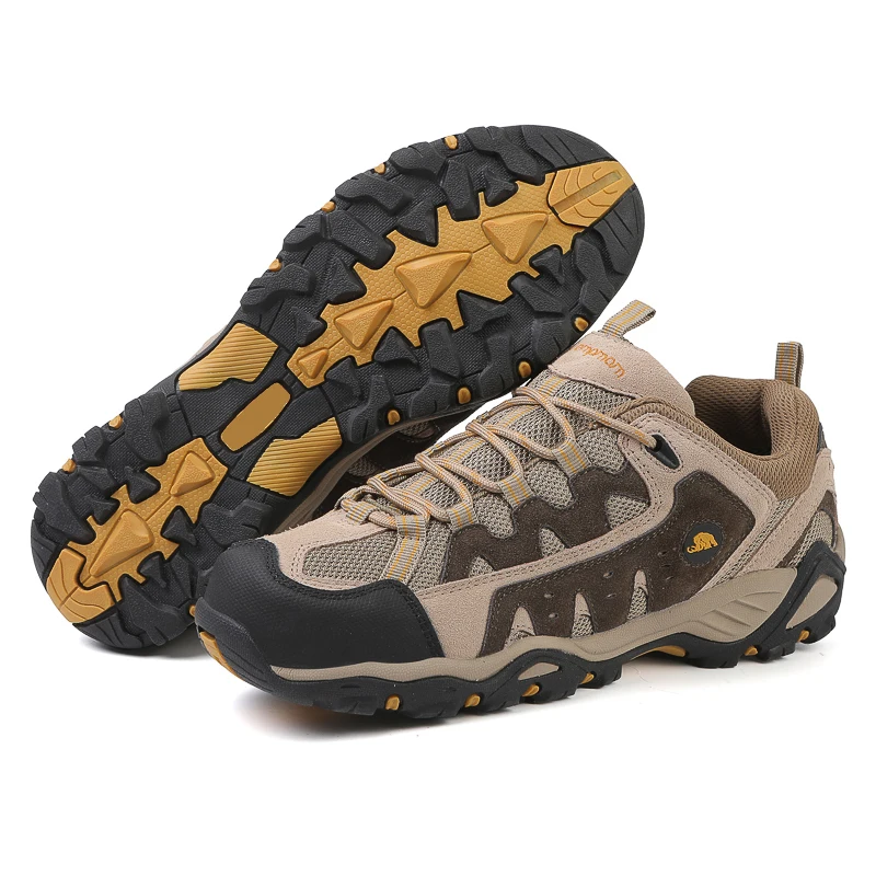 HIKEUP Scarpe da trekking larghe da uomo in pelle premium - Stivali da trail da esterno antiscivolo per piedi di grandi dimensioni