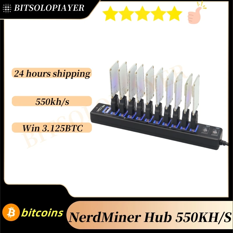 NerdMiner Hub 550kh/s with USB Hub Crypto Mining Station Nerd Miner ESP32-WROOM 10 x USB Combo Kit