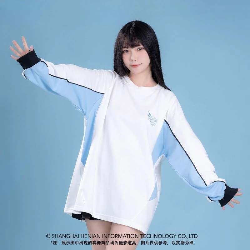 Genuine Luo Tianyi Innovation Track Embroidery Color Matching Sweater, Anime Two-dimensional Loose Top
