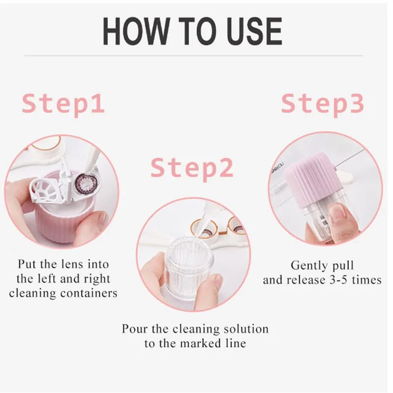 Portable Contact Lens Cleaner Case Contact Lens Washer with Drawstring for Daily Care Fast Cleaning Soft and Hard Contact Lenses