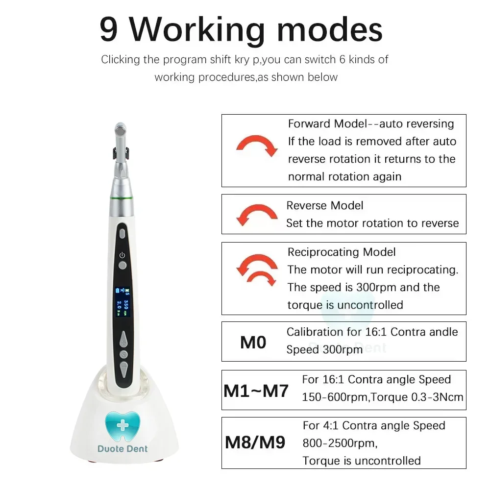 Dentals wireless LED endomotors endodontics instruments LED reductions endos motors for root canals treatments equipments