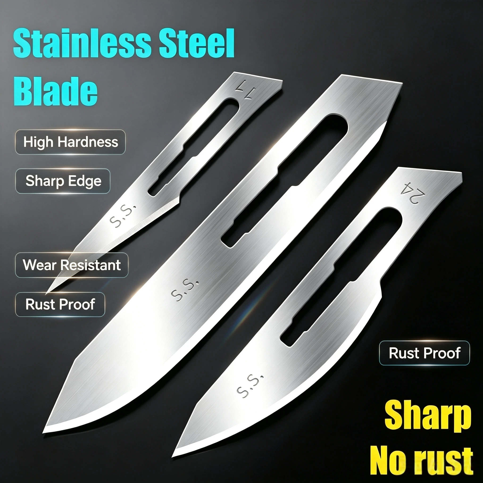 10Pcs No11/23/24/60 Stainless Steel Blade Carbon Steel Surgical Blade Open Express Unbox Engraving Cut Fish Replace